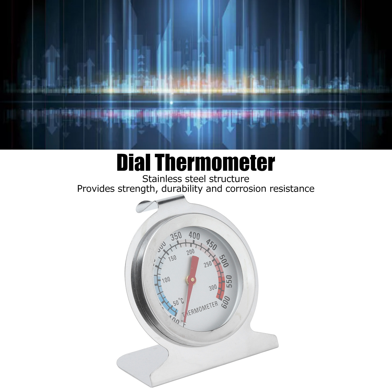 Oven Thermometer Analog - เทอร์โมมิเตอร์ เทอร์โมมิเตอร์วัดอุณหภูมิเตาอบ สแตนเลสสตีล แบบเข็ม สำหรับทำอาหารในครัว ความแม่นยำสูง