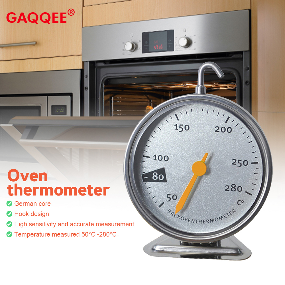 Oven Thermometer Analog - 50-280 องศาเซลเซียสเครื่องวัดอุณหภูมิเตาอบสแตนเลสขนาดใหญ่เบเกอรี่บาร์บีคิวทําอาหารเนื้อสัตว์การวัดอุณหภูมิในครัวเรือน