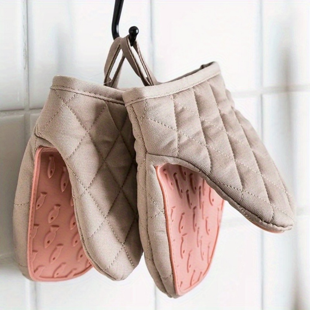Kitchen Baking Gloves - ถุงมือซิลิโคนกันความร้อนรูปทรงปลา 1 ชิ้น ถุงมือซิลิโคนสำหรับครัว ที่จับถาดและจาน ถุงมือสำหรับเตาอบ