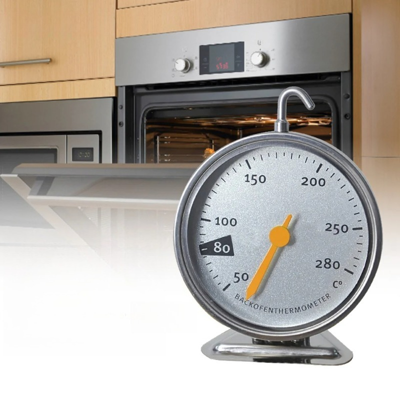Oven Thermometer Analog - เทอร์โมมิเตอร์วัดอุณหภูมิเตาอบสแตนเลส หน้าปัดใหญ่ 50-280 องศา ℃ แท่นวัดอุณหภูมิอาหารสำหรับทำอาหาร