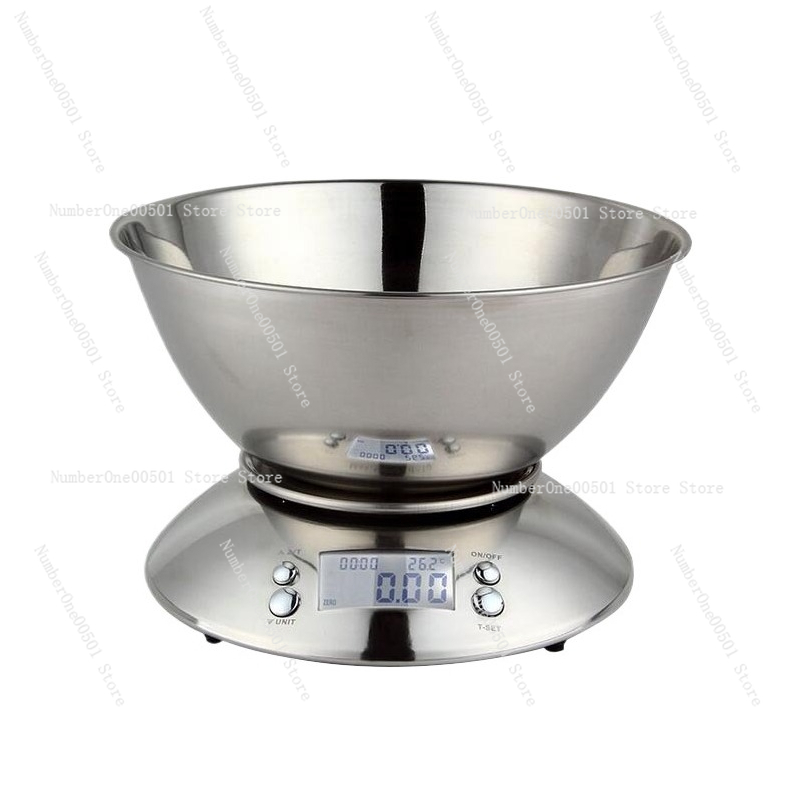 Kitchen Baking Scale - เครื่องชั่งครัวดิจิตอล เครื่องชั่งอาหารสแตนเลสพร้อมชามและตัวจับเวลาสำหรับการอบและการทำอาหาร