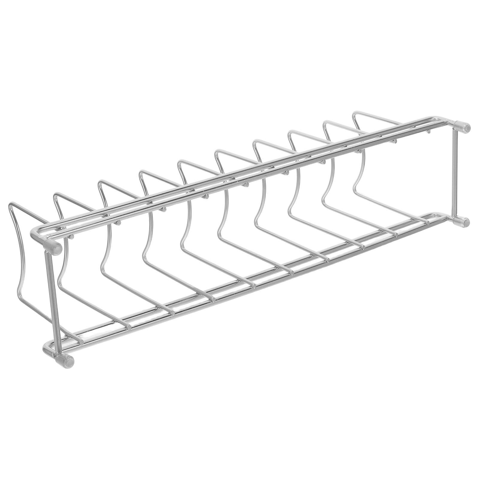 Kitchen Cabinet Baking Sheet Organizer - ชั้นวางฝาหม้อสแตนเลส 9 ช่อง สำหรับจัดเก็บฝาหม้อในตู้ครัว ที่วางเขียง ถาดเก็บแผ่นอบ