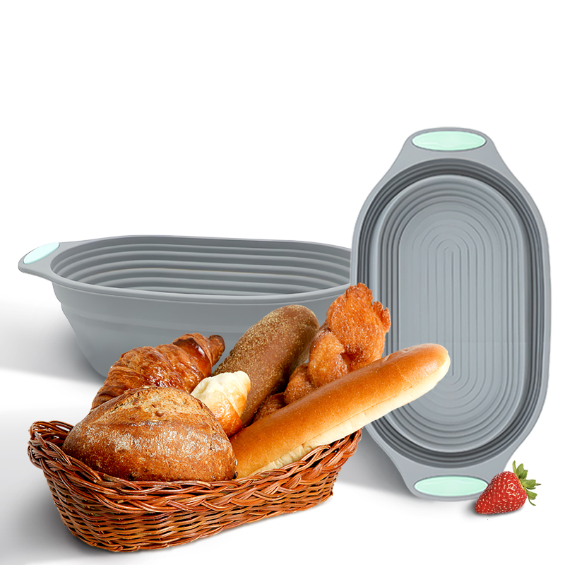 Kitchen Accessories For Baking - ตะกร้าซิลิโคนพับได้ 1 ชิ้น สำหรับพักแป้งขนมปัง - ชามอบขนมปังซาวโดว์