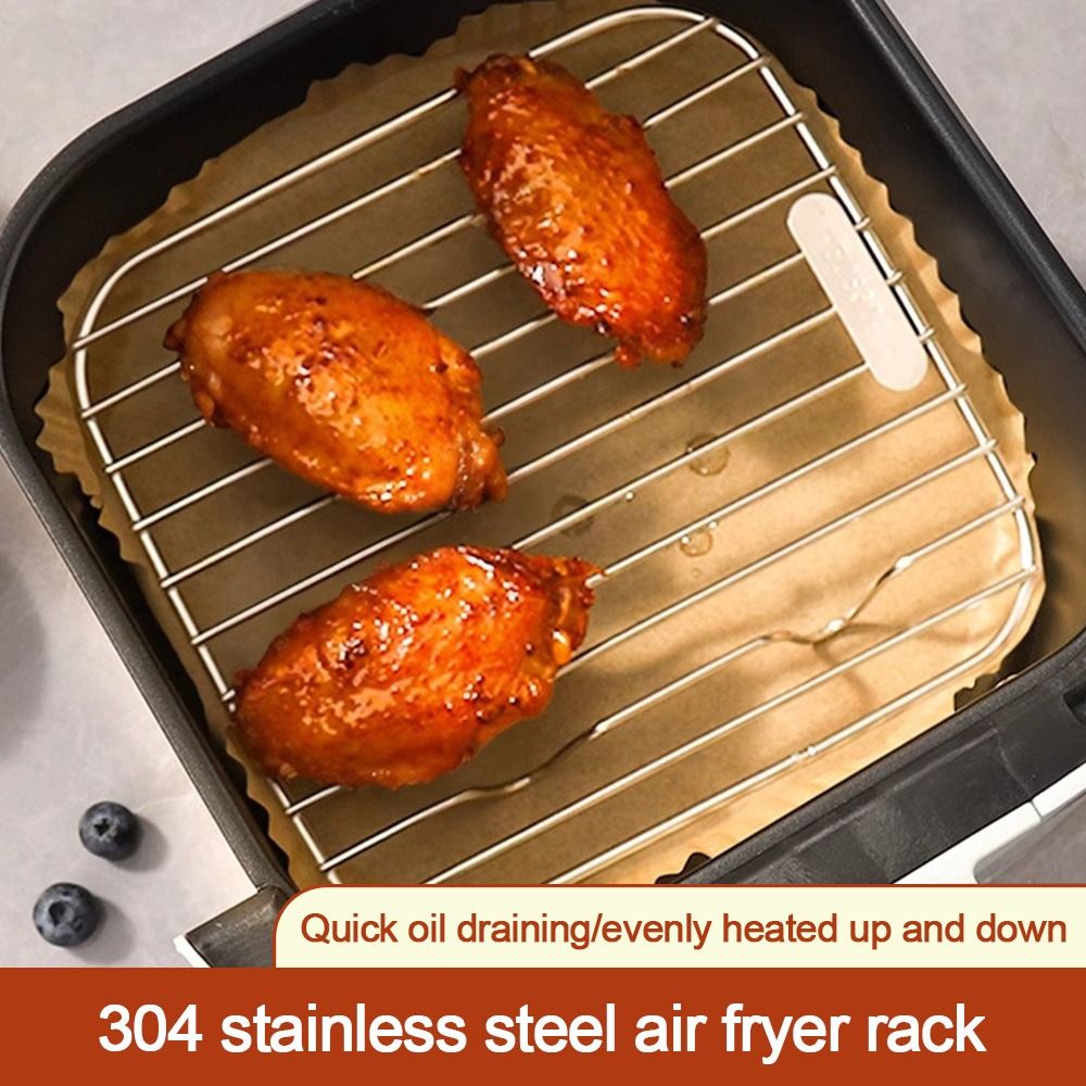 Kitchen Baking Rack - ตะแกรงย่างทรงกลมพร้อมขาตั้ง สแตนเลส 304 ตะแกรงสำหรับหม้อทอดไร้น้ำมัน ตะแกรงระบายความร้อนแบบหนา สำหรับใช้ในครัวเรือน