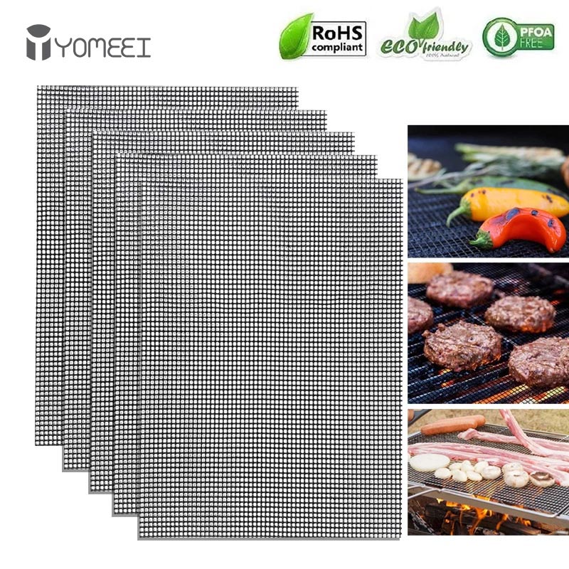 Super Kitchen Baking Mat - YOMEEI Non-Stickบาร์บีคิวย่างเสื่อทนความร้อนBBQ Mat Reusable Non-Stickเคลือบบาร์บีคิวตาข่ายอุปกรณ์เสริมกลางแจ้ง