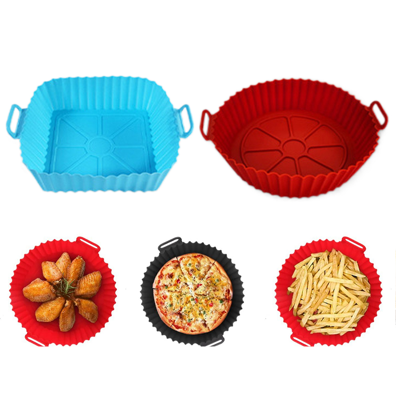 Kitchen Accessories For Baking - แม่พิมพ์ซิลิโคนสำหรับทอดอาหาร ถาดซิลิโคนสำหรับหม้อทอดไร้น้ำมัน ถาดอบแบบใช้ซ้ำได้ ถาดอบพิซซ่าแบบไม่ติดกระทะ อุปกรณ์ครัวสำหรับเตาอบ TMZ