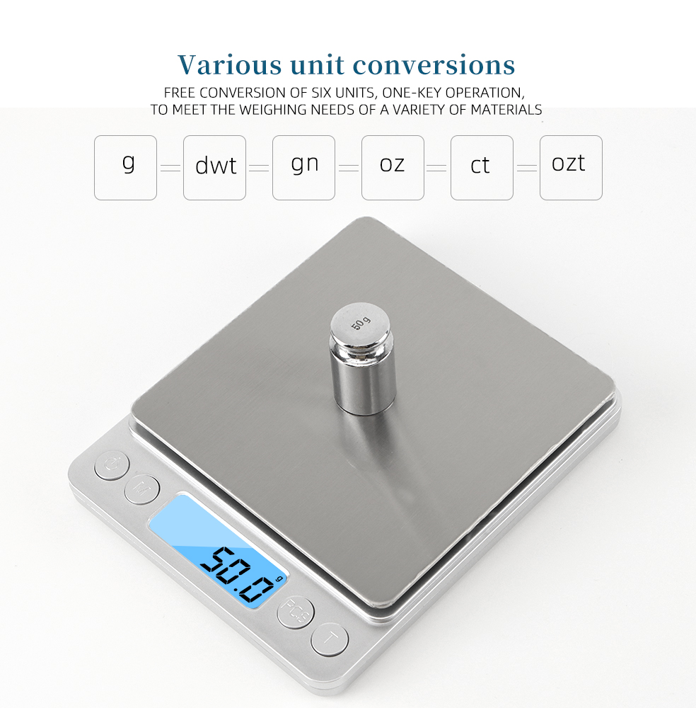 Kitchen Baking Scale - 500 0.01g/3kg 0.1g LCD แบบพกพา Mini