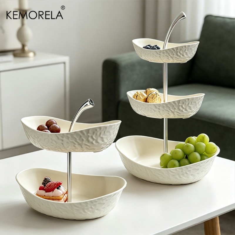Kitchen Baking Rack - KEMORELA ตะกร้าใส่ผักและผลไม้พลาสติก 2/3 ชั้น - ชั้นวางของในครัวอเนกประสงค์สำหรับจัดเก็บผลไม้