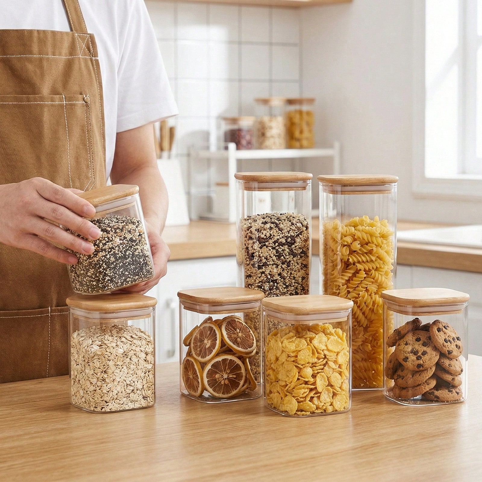 ชุดภาชนะเก็บอาหารแก้วพร้อมฝาปิ - Kitchen Baking Containers บทวิจารณ์และราคา