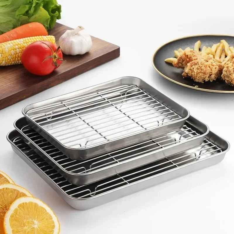 ถาดอบสแตนเลสพร้อมชั้นวางลวดเค้ - Kitchen Baking Rack บทวิจารณ์และราคา