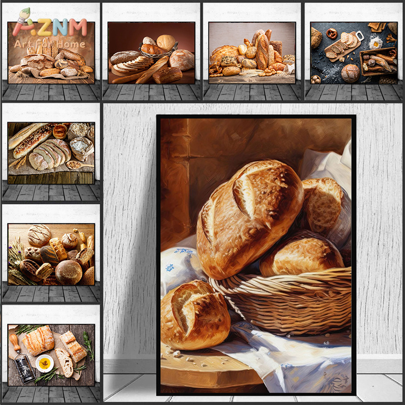 AZNM ภาพวาดขนมปังอบสดแบบสมจริง - Kitchen And Baking Life บทวิจารณ์และราคา