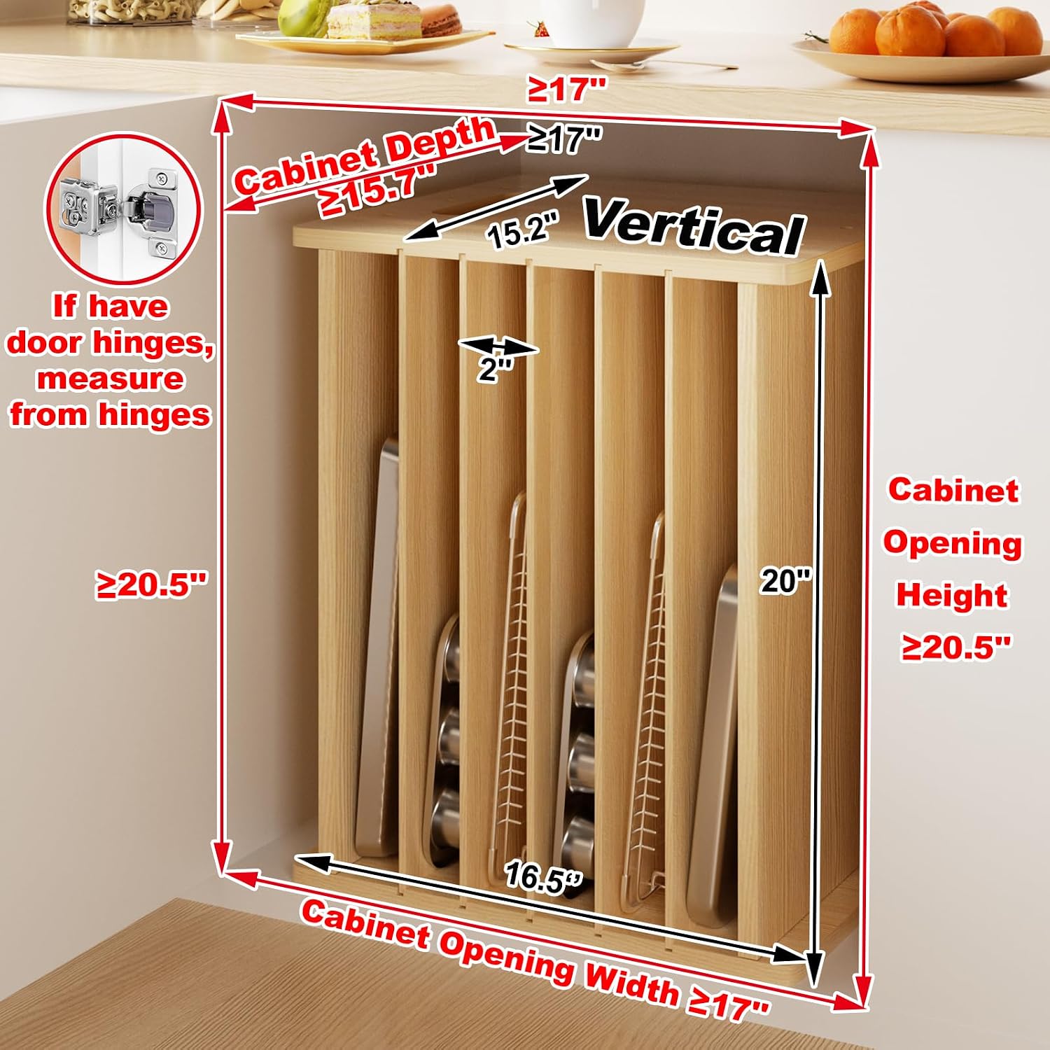ถาดแบ่งช่องสำหรับอุปกรณ์อบขนมท - Kitchen Cabinet Baking Sheet Organizer บทวิจารณ์และราคา