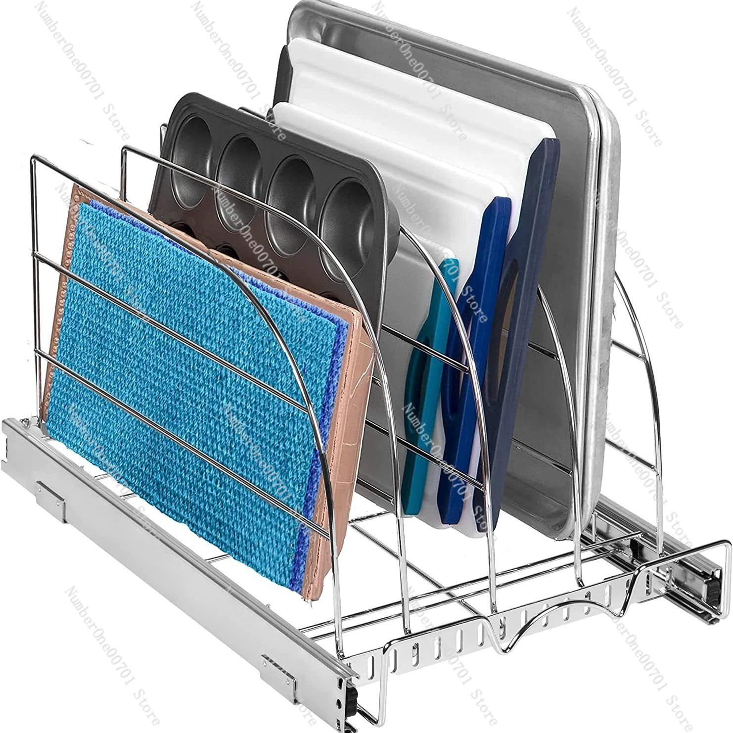 ตัวจัดระเบียบตู้ครัวแบบเลื่อนอ - Kitchen Cabinet Baking Sheet Organizer บทวิจารณ์และราคา