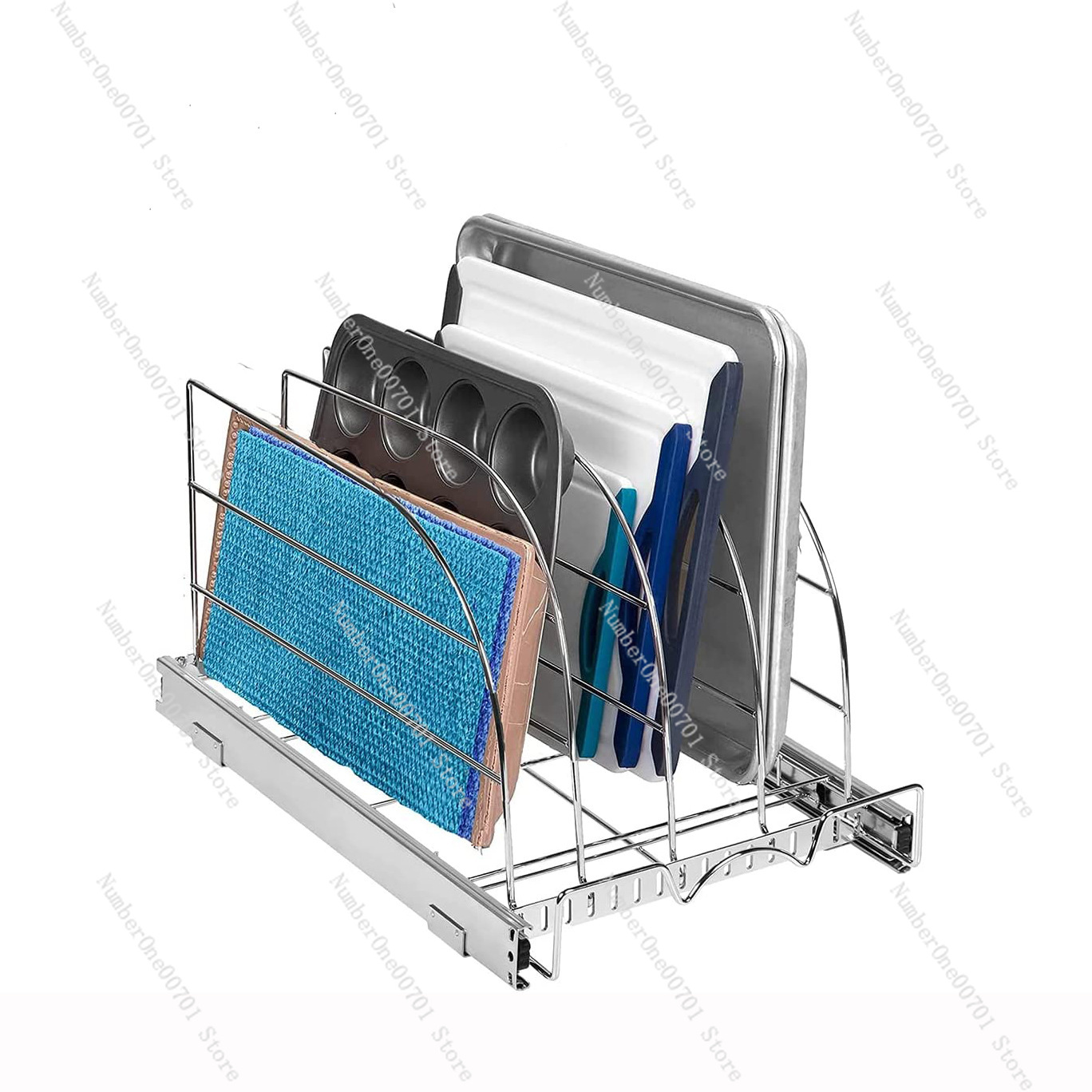 ตัวจัดระเบียบตู้ครัวแบบเลื่อนอ - Kitchen Cabinet Baking Sheet Organizer บทวิจารณ์และราคา