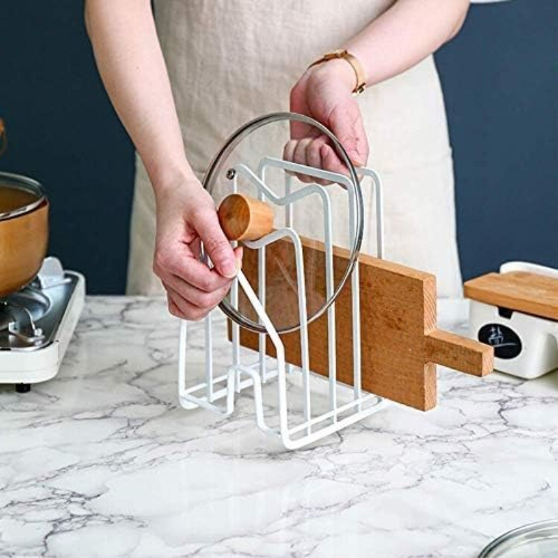 ที่วางฝาหม้อกระทะ 1 ชิ้น สีขาว - Kitchen Baking Tray Organiser บทวิจารณ์และราคา